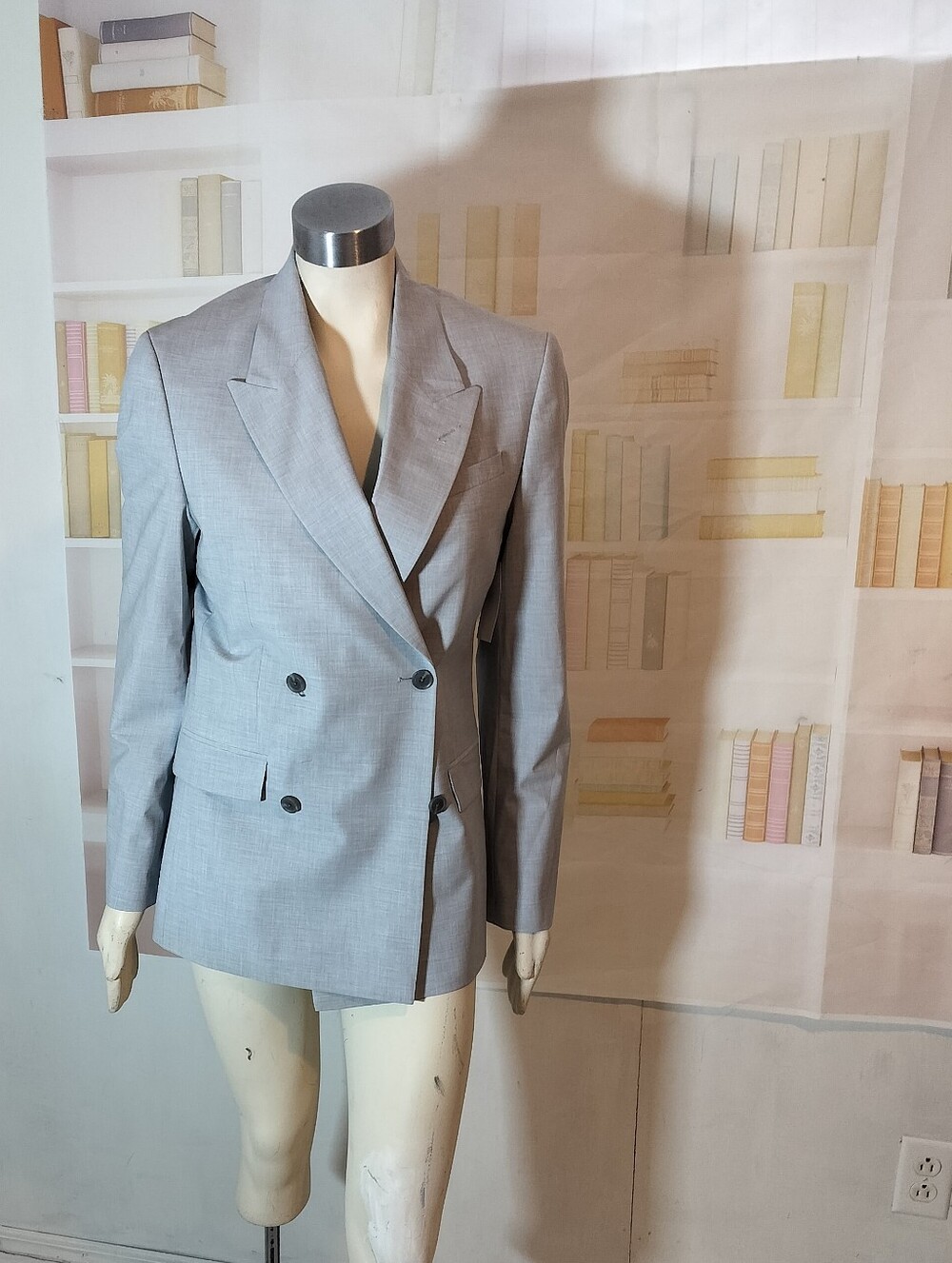 jf j.ferrar Light Gray Double-Breasted Women's Blazer